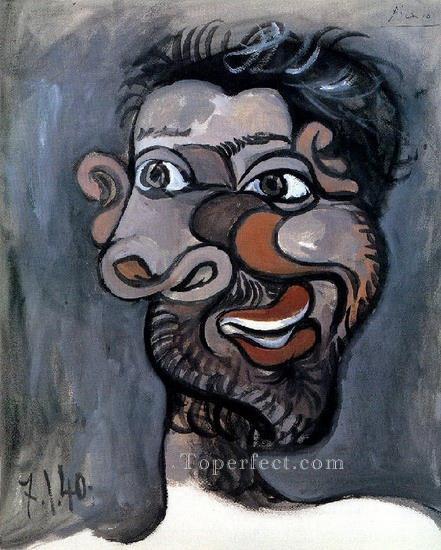 ひげを生やした男の頭 1940 年キュビスト パブロ・ピカソ油絵